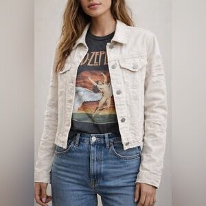 Ralph Lauren Denim & Supply Distressed White Denim Jacket Size S